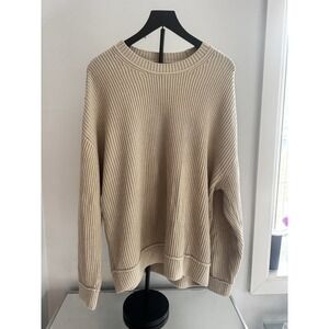 Hollister Beige Boxy Fit Ribbed Knit Sweater‎ Cozy Minimalist Neutral XL